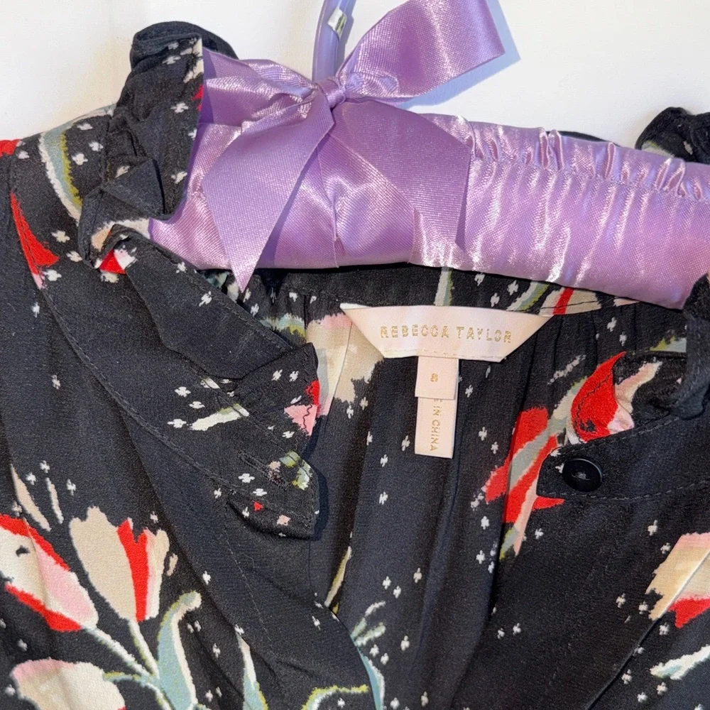 Rebecca Taylor Black Dress with Floral Accents - Picture 6 of 9